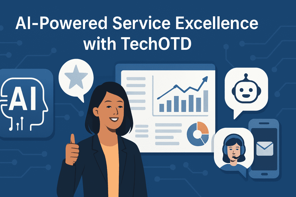AI-powered service excellence at TechOTD delivers smart automation, real-time analytics, and personalized user experiences by leveraging custom AI solutions for process optimization and customer engagement, driving innovation and operational efficiency for businesses