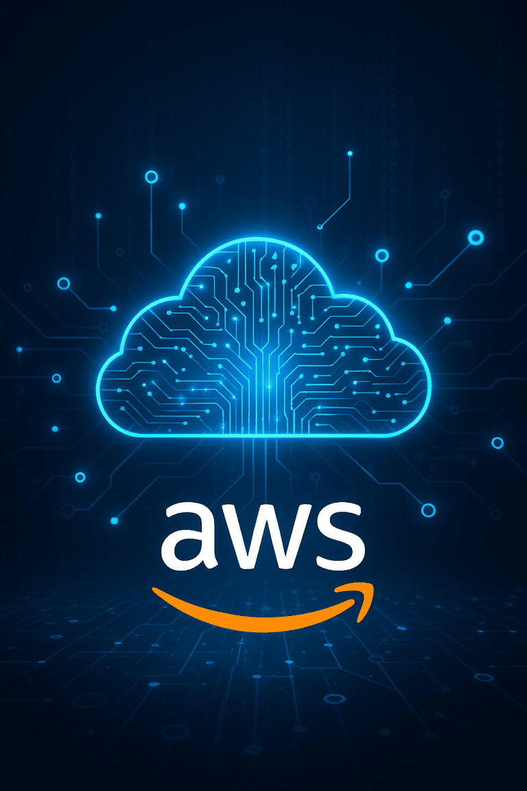 Digital cloud representing Amazon Web Services and global cloud infrastructure.