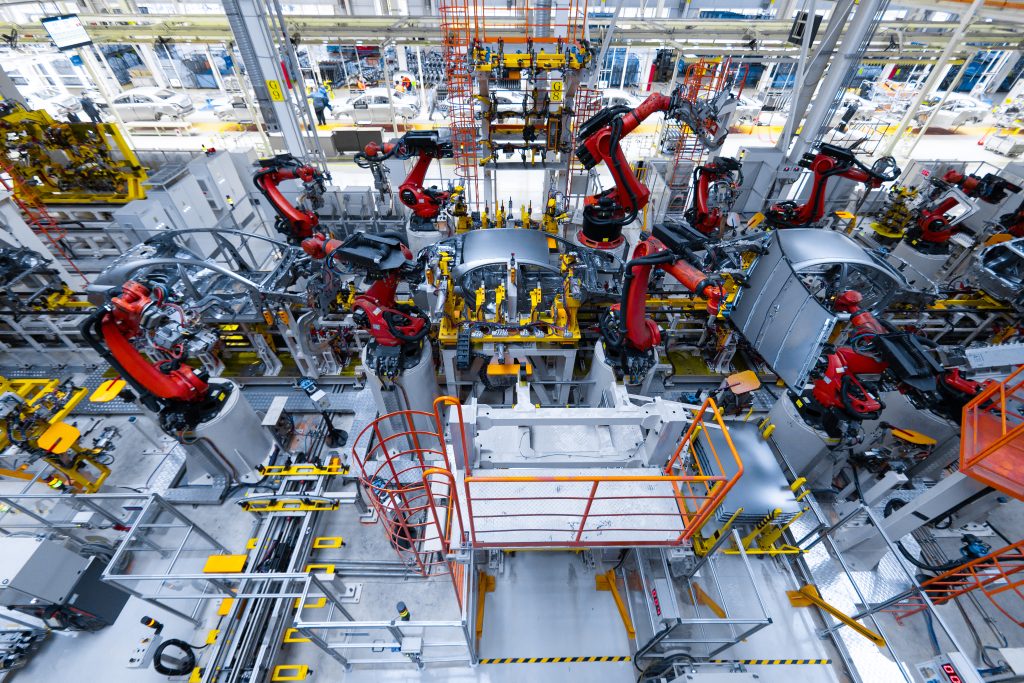 Modern manufacturing factory with automated machines