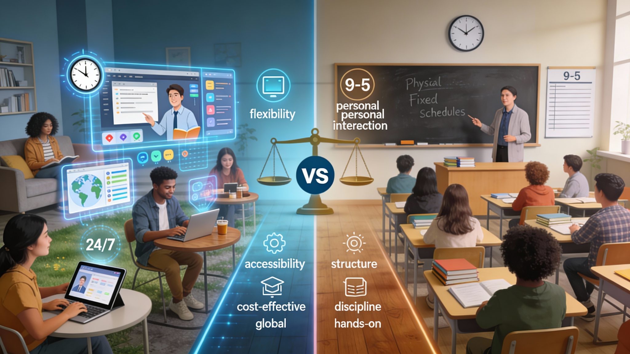 Online learning vs traditional classroom education comparison