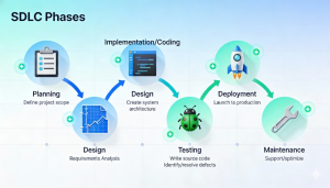 Software development lifecycle phases from planning to maintenance