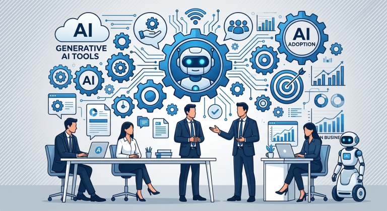 Business team using artificial intelligence tools to improve productivity, automate tasks, and analyze data for better decision-making.