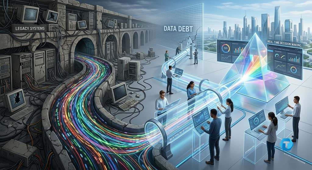 Data pipeline optimization and real-time data streaming architecture graphic