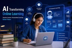 Student using AI-powered tools for personalized online learning